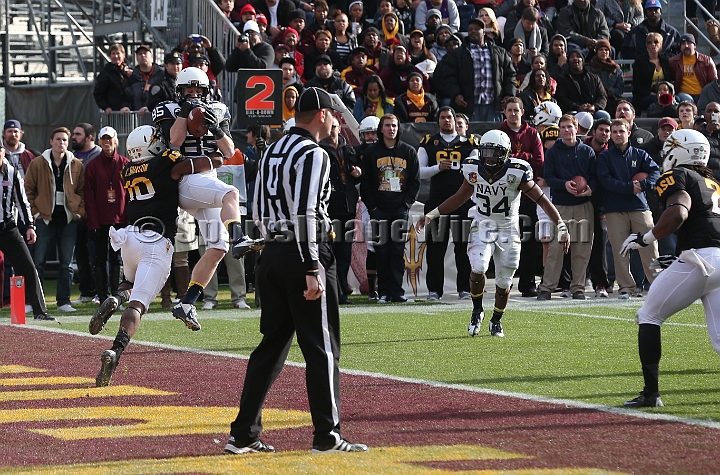 122912 Kraft SA-038.JPG - Dec 29, 2012; San Francisco, CA, USA; Navy Midshipmen wide receiver Matt Aiken (85) catches a 3 yard touchdown pass against the Arizona State Sun Devils in the 2012 Kraft Fighting Hunger Bowl at AT&T Park.